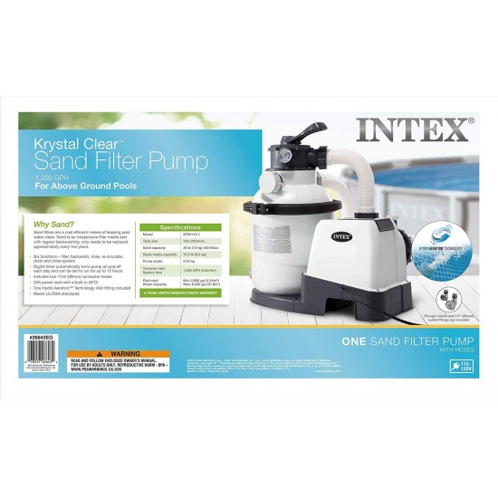 Intex Krystal Clear Sand Filter Pump for Above Ground Pools, 10-inch, 110-120V with GFCI
