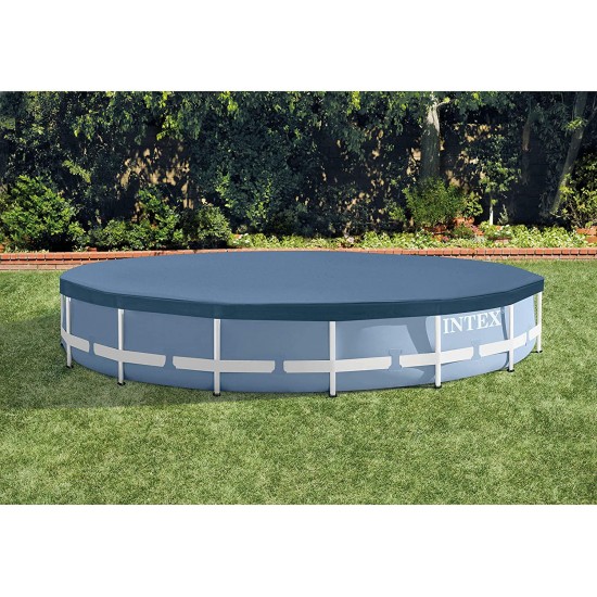 Intex Round Metal Frame Pool Cover, Blue, 15 ft