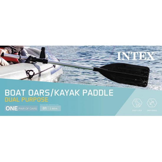 Lightweight Durable Shaft Intex Dual Purpose Kayak Paddle Boat Oars 1 Pair 96in 