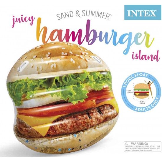 Intex Juicy Hamburger Inflatable Island, 53