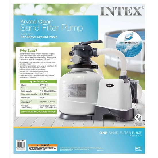 Intex Krystal Clear Sand Filter Pump for Above Ground Pools, 14