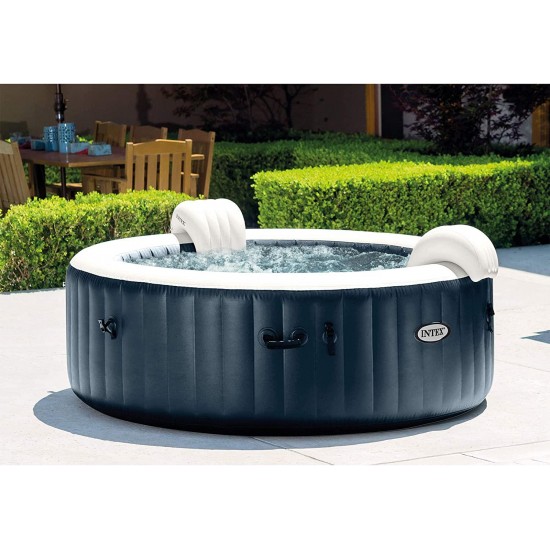 Intex 85In x 25In PureSpa Plus Round 6 Person Portable Inflatable Hot Tub Spa with Bubble Jets and Built in Heater Pump