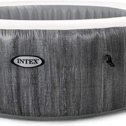 Intex PureSpa Greywood Deluxe 6 Person Portable Inflatable Hot Tub Bubble Jet Spa with Wireless Controls, Hardwater Treatment, Filter and Cover