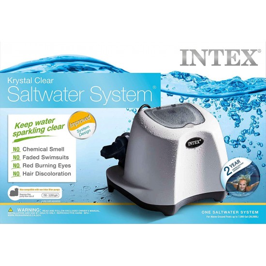 Intex Krystal Clear Saltwater System with E.C.O. (Electrocatalytic Oxidation) for up to 7000-Gallon Above Ground Pools, 110-120V with GFCI