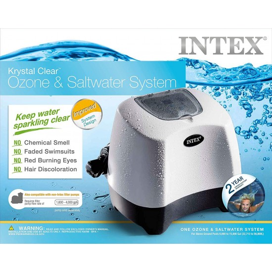 Intex Krystal Clear Saltwater System with Ozone, for up to 15000 Gallon Above Ground Pools, 110 120V with GFCI
