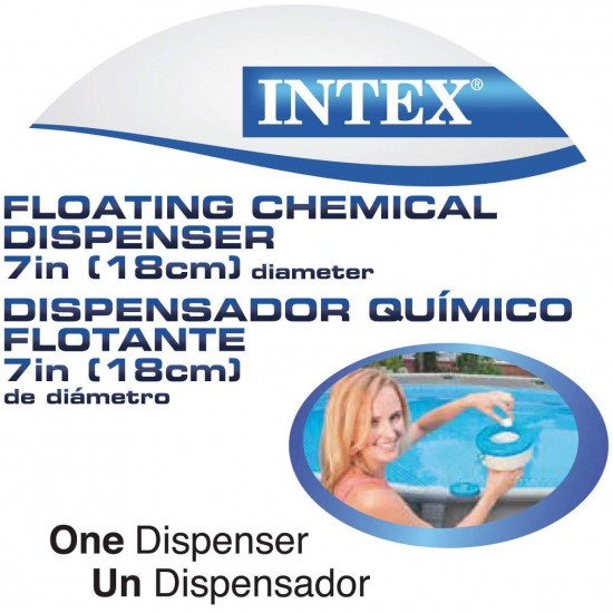 Intex 29041EP, 7-Inch Floating Chemical Dispenser for Pools, White/Blue