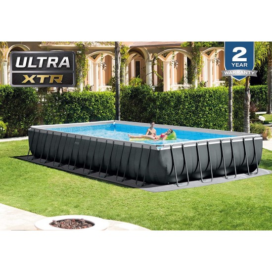 Intex 26373EH Ultra XTR Set Above Ground Pool, 32ft X 16ft X 52in, Gray