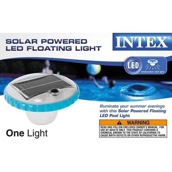 Intex Floating LED Pool Light, Solar Powered with Auto-On at Night
