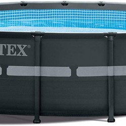 Intex 18Ft x 52In Ultra XTR Steel Frame Round Above Ground Outdoor Swimming Pool Set with Pump and Ladder
